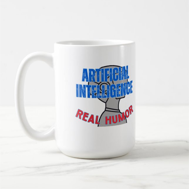 Konstgjord intelligens, äkta humor.w White BG Kaffemugg (Vänster)