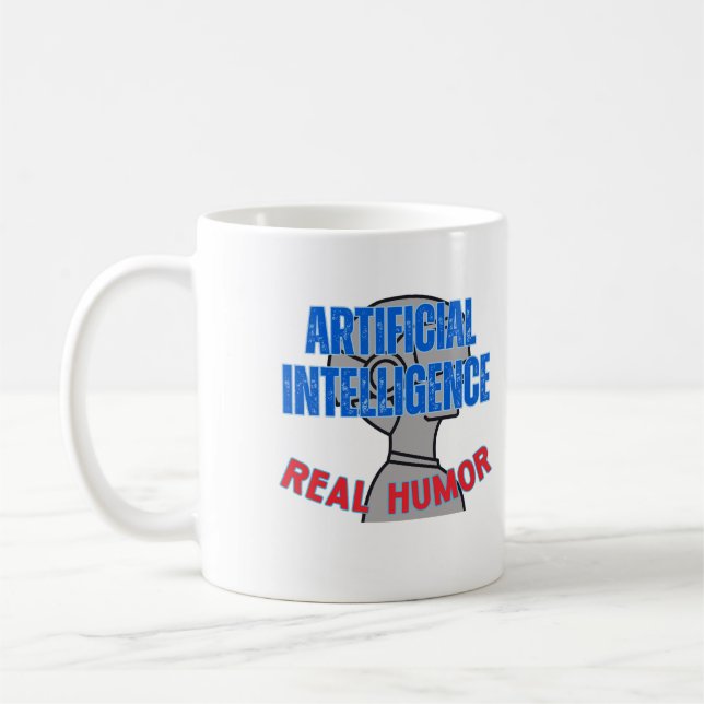 Konstgjord intelligens, äkta humor.w White BG Kaffemugg (Vänster)
