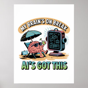 Konstgjord intelligens Brain Break Humor Poster