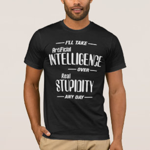 Konstgjord intelligens över rolig verklig t shirt