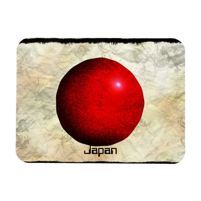 Konstgjord japansk Flagga Nihon Magnet (Horisontell)