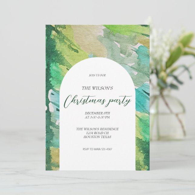 Konstgjord julfärgsfärg Blue Träd Mönster Inbjudningar (Stående Fram)