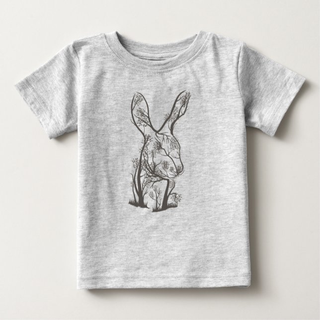 Konstgjord kanin Bunny Träd Djurart T Shirt (Framsida)
