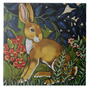 Konstgjord kanin Hare Forest William Morris Stil Kakelplatta