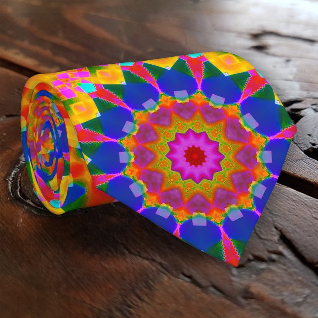 Konstgjord karnival Färg Tie Slips (Tie with a festive and playful abstract geometry pattern. Based on an original fractal design)