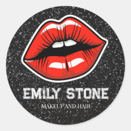 konstgjord läppar med glitter runt klistermärke