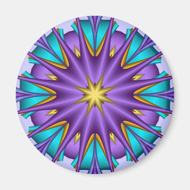 Konstgjord Lila Star Flower Magnet (Framsidan)