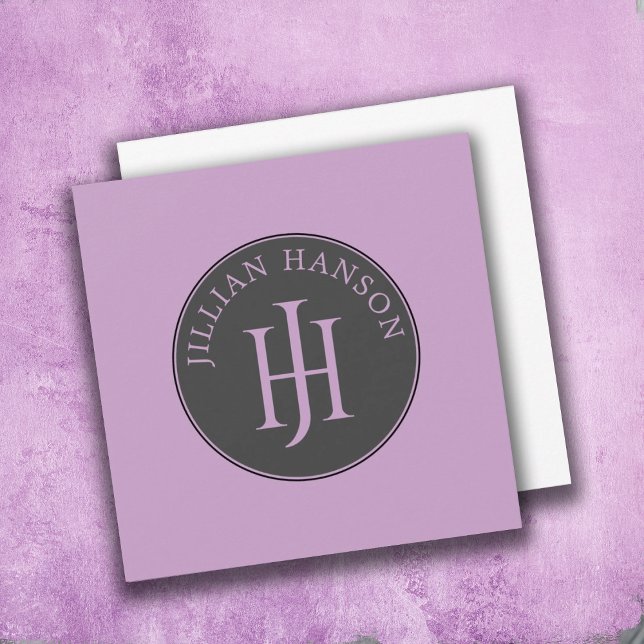 Konstgjord Logotyp Lilac, Personal Monogram Namn Anteckningskort (Skapare uppladdad)