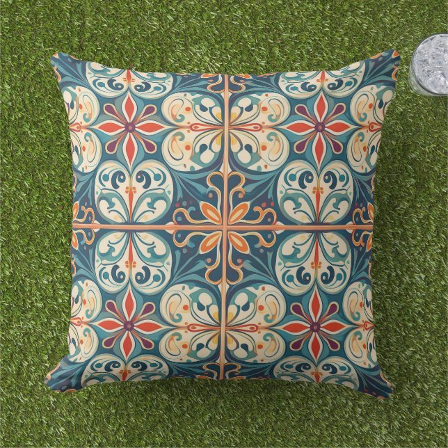 Konstgjord med kultur: Azulejo-design Kudde (Gräs)