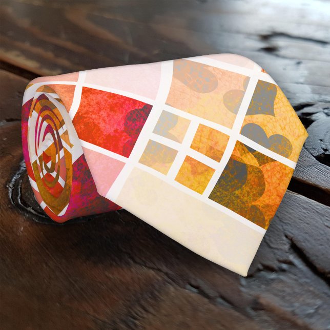 Konstgjord Mönster i hjärtat Slips (Artistic tie featuring a checkered pattern with a colorful heart design - great for Valentine's Day)
