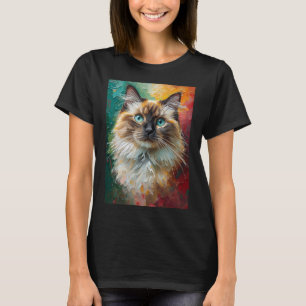 Konstgjord Oljemålning av Ragdoll Cat Porträtt Vib T Shirt