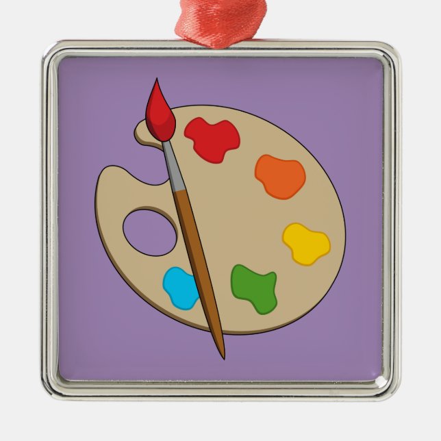 Konstgjord palett med färgpensel julgransprydnad metall (Framsidan)