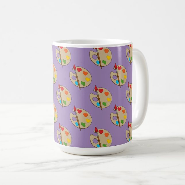 Konstgjord palett med färgpensel kaffemugg (Framsida höger)