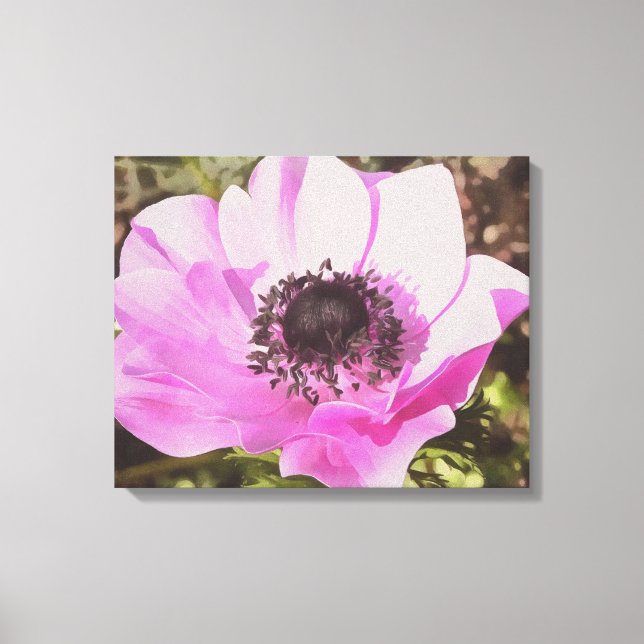 Konstgjord Pastel Rosa Anemone Wildblomma Canvastryck (Framsida)