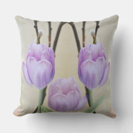 Konstgjord Pastel Vår Tulips Dekorativ kudde