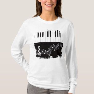 Konstgjord Piano Nycklar Treble Clef Musik noter T Shirt