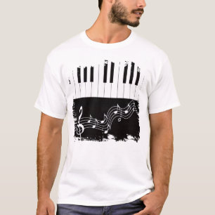 Konstgjord Piano Nycklar Treble Clef Musik noter T Shirt