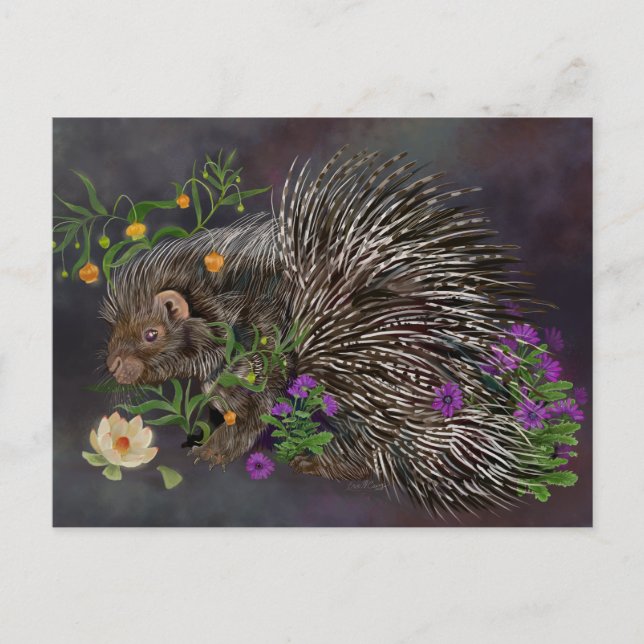 Konstgjord Porcupine Bouquet Nature Art Vykort (Framsida)