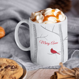 Konstgjord rödfågelvinter Träd Rustic Woodland Kaffemugg