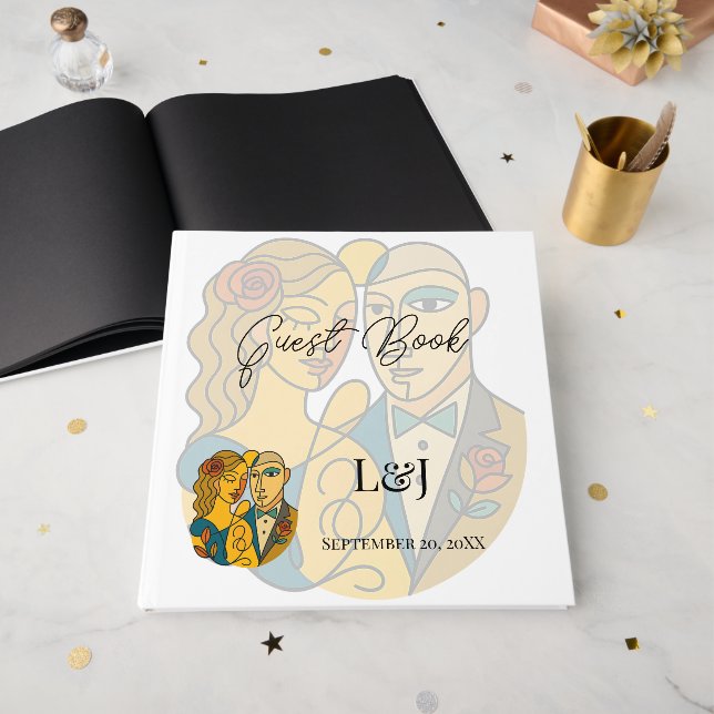 Konstgjord silhouette Destination Wedding Modern A Gästböcker (Framsidan öppen)