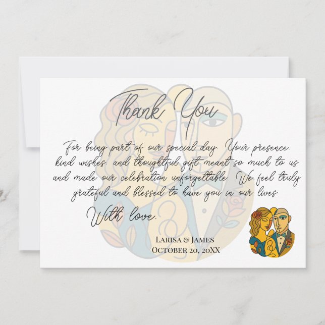 Konstgjord silhouette Destination Wedding Modern A Tack Kort (Framsida)