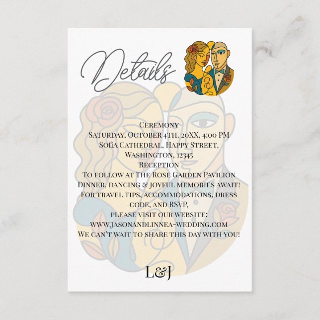 Konstgjord silhouette Destination Wedding Modern A Tilläggskort (Framsida)