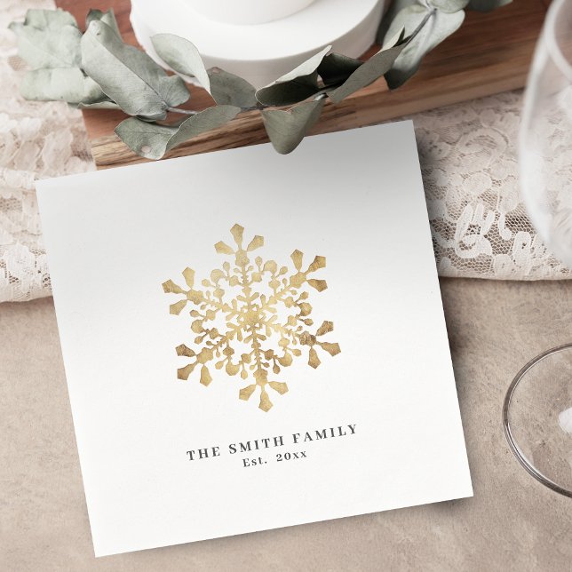 Konstgjord snowflake faux guld jul pappersservett (Artistic snowflake faux gold Christmas Napkins)
