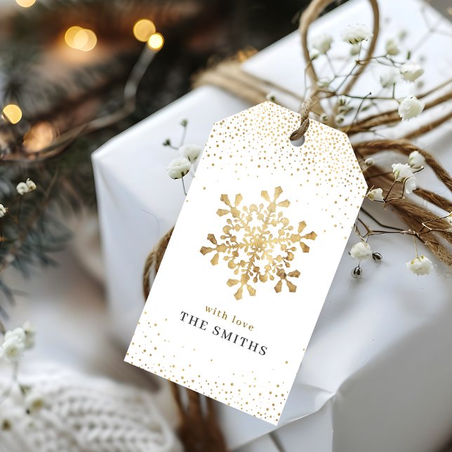 Konstgjord snowflake faux guld jul presentetikett (
Artistic snowflake faux gold Christmas Gift Tags)