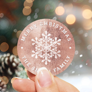 Konstgjord snowflake faux ro guld jul runt klistermärke