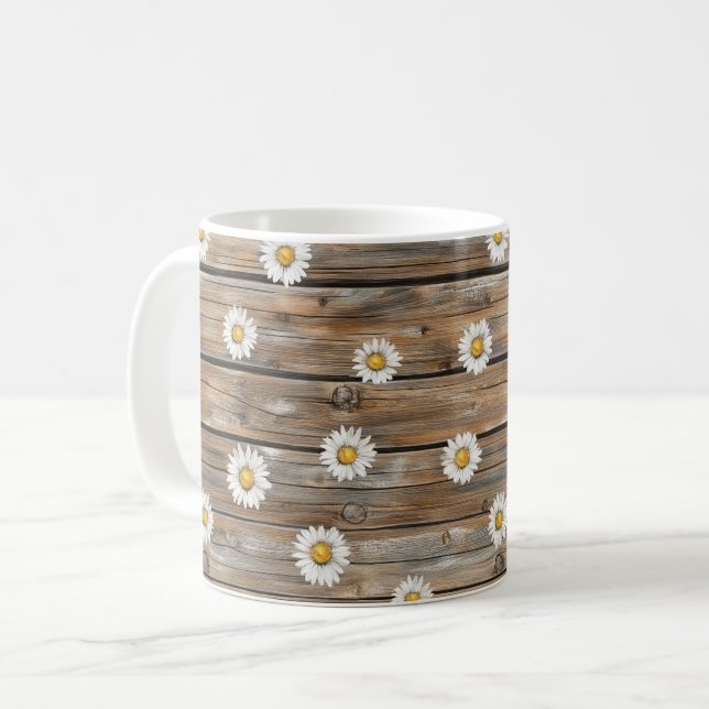 Konstgjord Trä Margareta Blomma Kaffemugg (Framsida vänster)