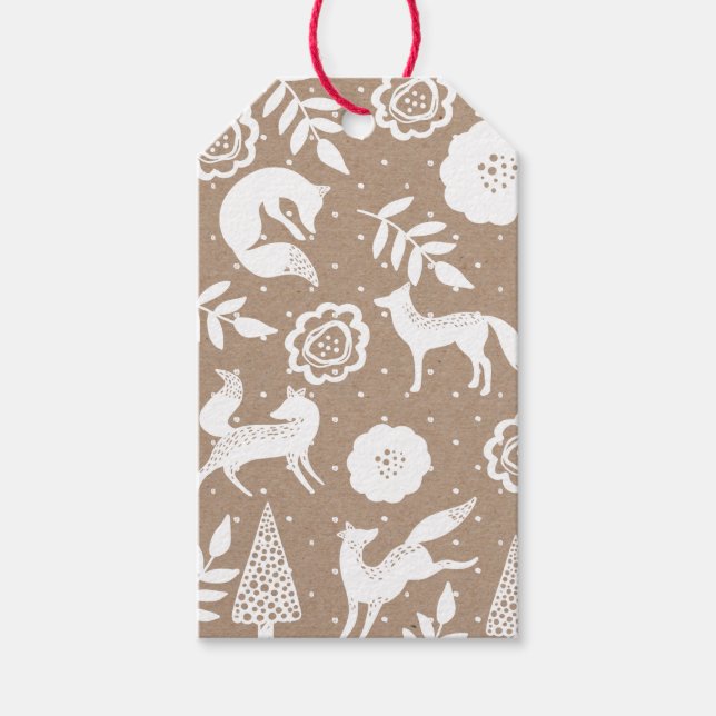 Konstgjord trädskog och Helgdag Greenery jul Presentetikett (Framsidan)