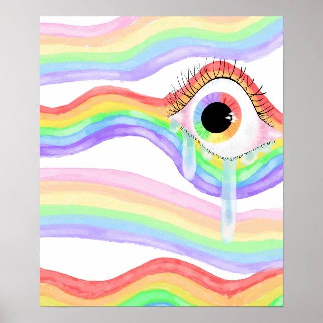 Konstgjord trippy Rainbow Öga med öra Poster (Framsidan)