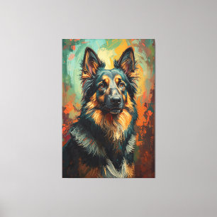 Konstgjord tysk shepherd Porträtt Vibrant Painting Canvastryck