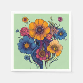 Konstgjord uppsättning vackra blommor pappersservett