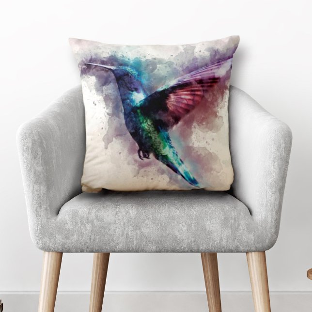 Konstgjord vattenfärg Hummingbird Kudde (Skapare uppladdad)