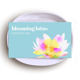 Konstgjord vattenfärg Lotus Flower Light Blue Visitkort