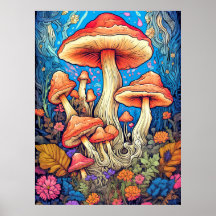 Konstgjord Vild Psychedelic Mushroom Art