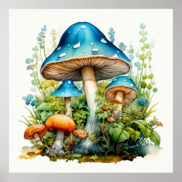 Konstgjord Vild Psychedelic Mushroom Illustration Poster