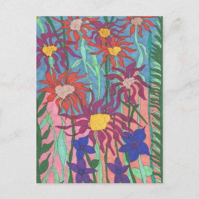 Konstgjord vykort Lush Garden Pen och Bläck Art (Framsida)