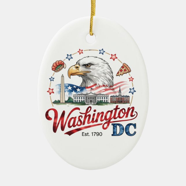 Konstgjord Washington DC Ceramic Ornament, Landmar Julgransprydnad Keramik (Framsidan)
