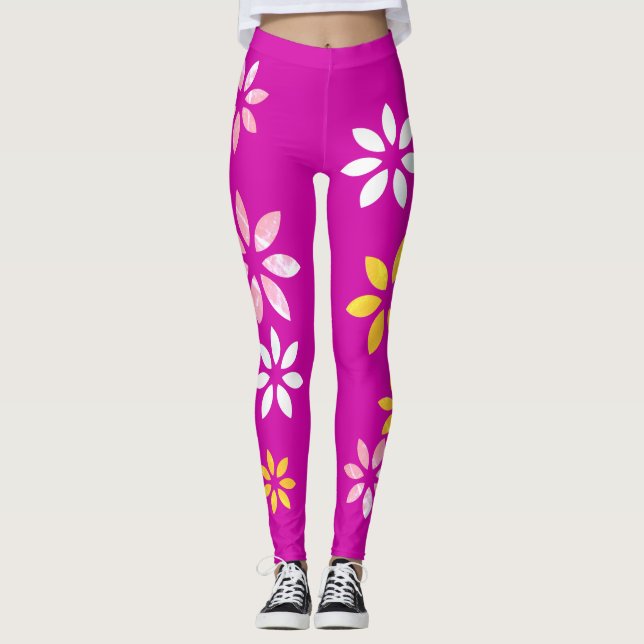 Konstgjorda färgämnen för Blommönster Leggings (Framsida)