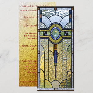 konstglas Art Deco dopvigning bröllopsinbjudan Inbjudningar