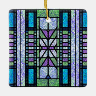 Konstglas Art Deco i blått och lila Julgransprydnad Keramik
