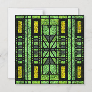 Konstglas Art Deco i grönt och guld Magnetisk Inbjudningskort