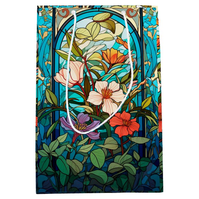 Konstglas Blommig valv Art Nouveau present mellans (Framsidan)