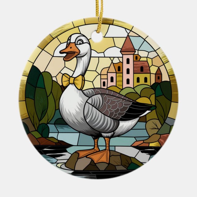 Konstglas, Dumma Gås Glas Keramik Julgransprydnad Keramik (Framsidan)