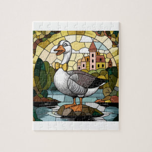 Konstglas, Dumma Gås Glas Keramik Pussel