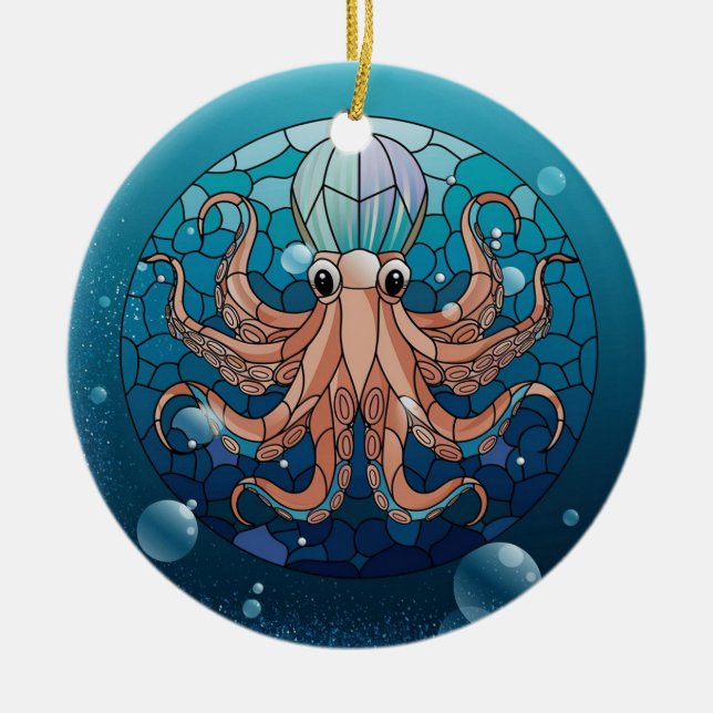 Konstglas, Glasbläckfisk Julgransprydnad Keramik (Framsidan)