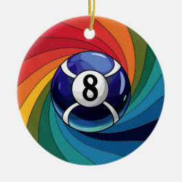 Konstglas i 8-ball stil julgransprydnad keramik