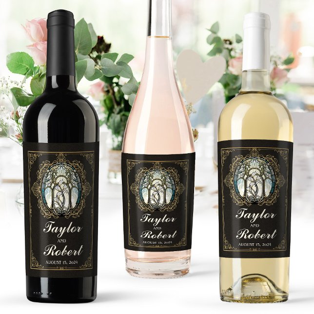 Konstglas i Art Nouveau-stil för etikett på bröllo (Skapare uppladdad)